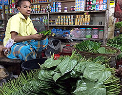 Betel leaves for sale in a Dhaka market.