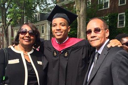 Broderick McClinton on graduation day from Harvard with his parents, Marjorie and Flandus McClinton. (Photo courtesy of Broderick McClinton)