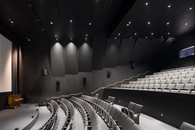 The new Barbro Osher Theater, with acoustics that allow BAMPFA to screen a variety of film formats with top-level clarity and sound