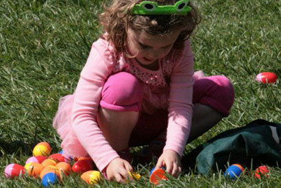 girl with easter eggs