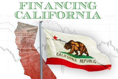 Illustration for Financing California with state flag