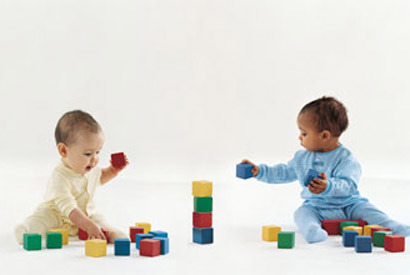 babies with blocks