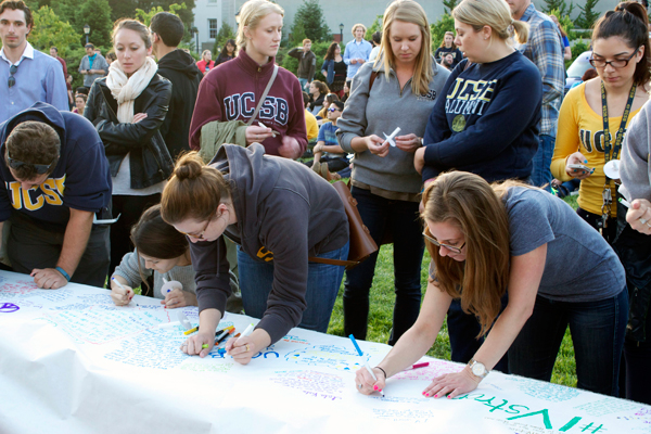 students writing messages