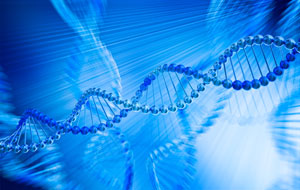 An illustration of DNA molecules against a blue background