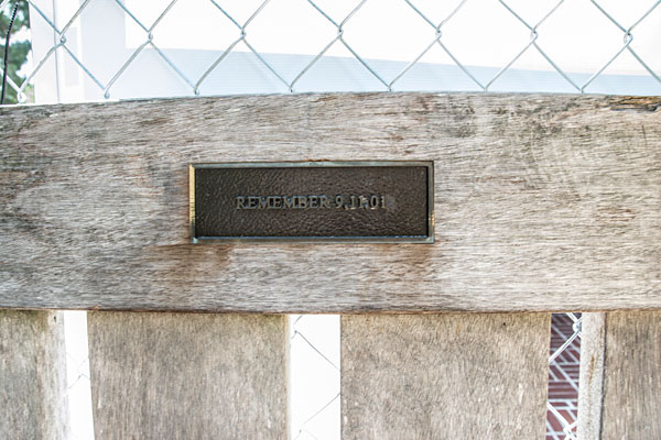 Mahogany bench memorial for 9/11
