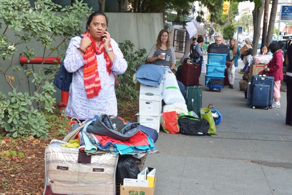 Parents with belongings
