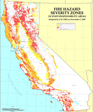 California fire hazard zone map