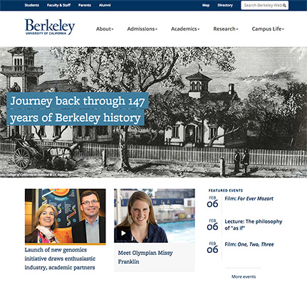 Screenshot of UC Berkeley homepage Feb 9, 2015