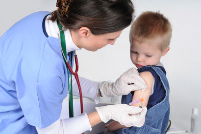 Child getting vaccine