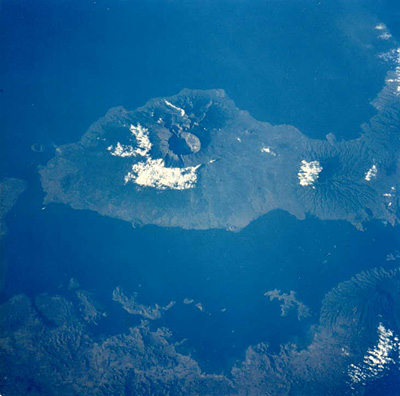 Caldera from explosion of Mount Tambora 200 years ago