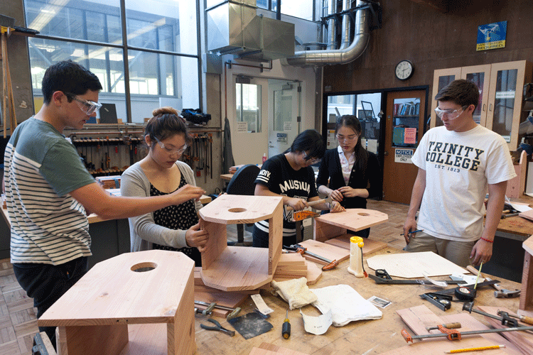 Students in fabrication lab