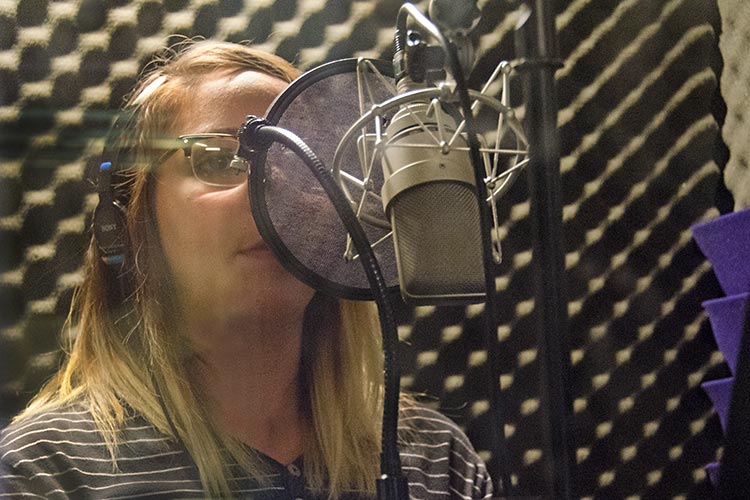 Jennifer in the recording booth