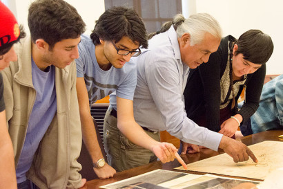 Harry Williams with students