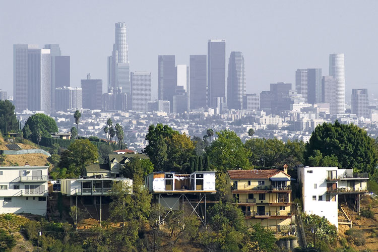 Image of Los Angeles skyline plagued in fog