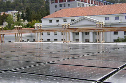 Solar panels on the roof of MLK student Center