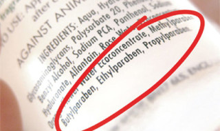 label showing paraben ingredients