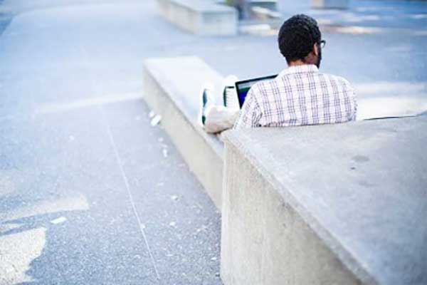 African American man on campus