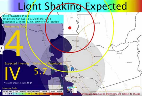 Graphic of earthquake early warning alert