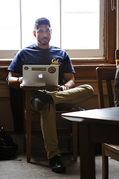 Vargas says military skills like teamwork, attention to detail, discipline and time management help him in academia. (UC Berkeley photos by Brittany Murphy)