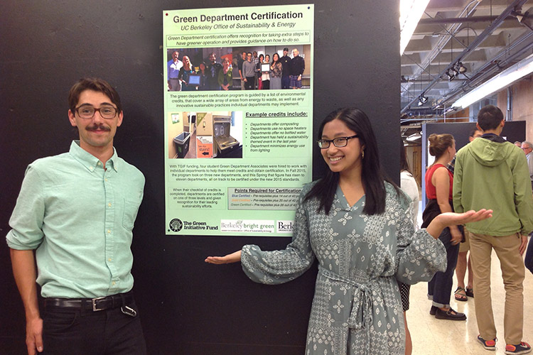 Rory Jacobson and Carli Yoro with a poser on the Green Department certification