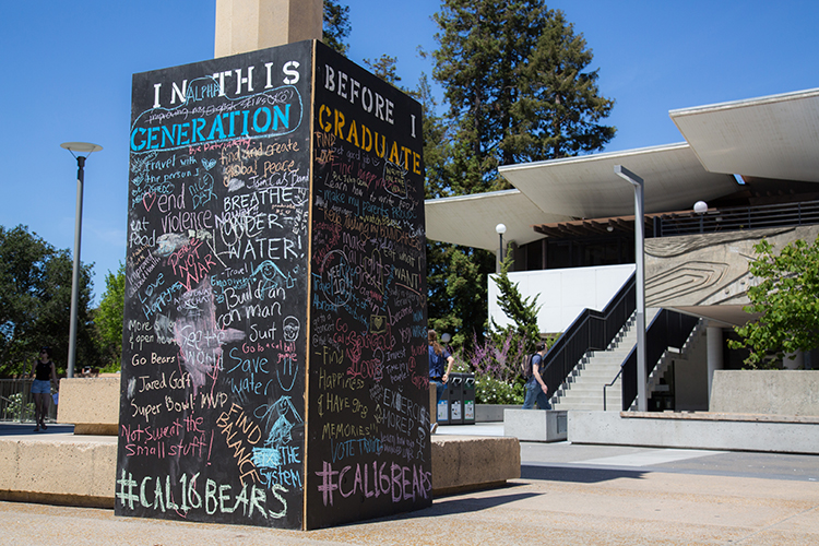 Board with student writing