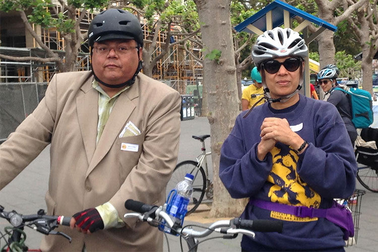 campus riders in helmets