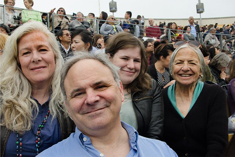 family in stands