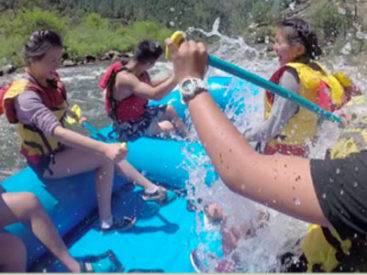 The rush of navigating the foamy rapids increases positive feelings and body chemistry