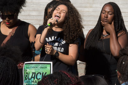 Participants sing at vigal