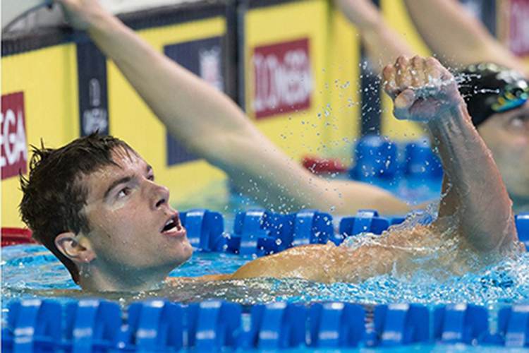 Josh Prenot after securing a spot on the U.S. Olympic swimming team