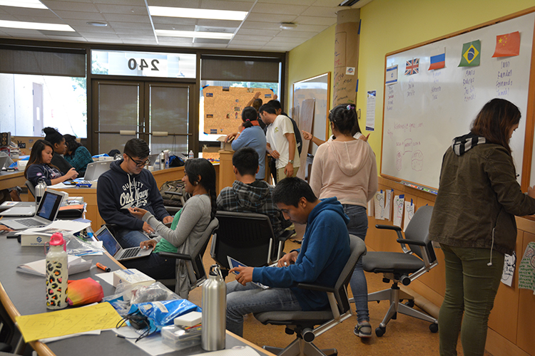 students gathered in a classroom