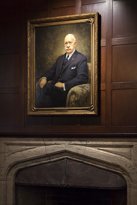A restored portrait of the late Phillip Bowles, a Berkeley alumnus and former UC regent, hangs over the fireplace in the lounge. His wife, Mary, had the hall built in his memory.