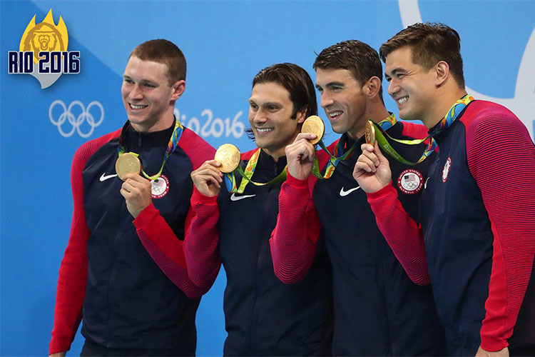 Murphy, Adrian and teammates on podium