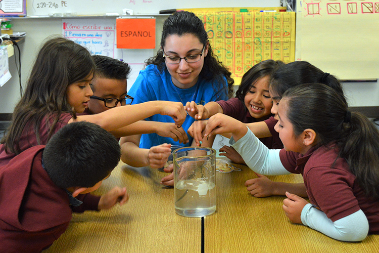 Teacher and students