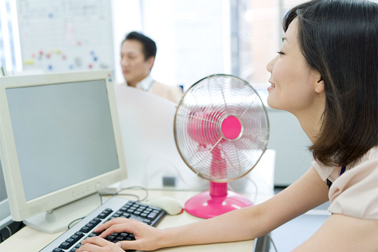 desk fan, workers