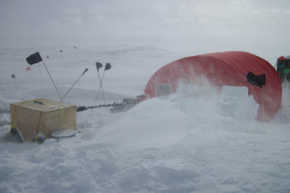 blustery weather atop the ice sheet at the West Antarctica divide