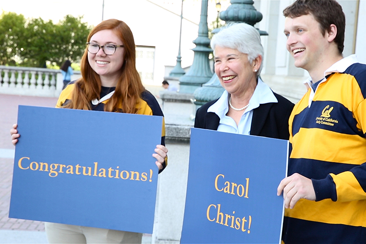 Carol Christ welcomed to campus