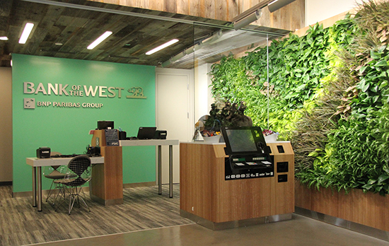 Interior view of Bank of the West's branch in the ASUC Student Union.