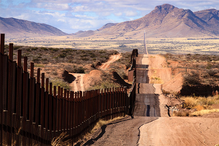 border wall east of Sierra Vista, Arizona.