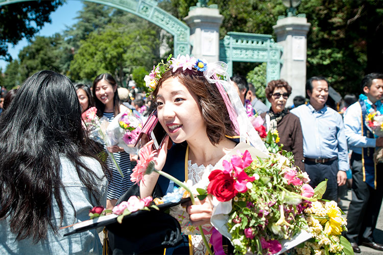 grad with flowers