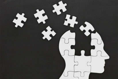 Human brain comprised of puzzle pieces