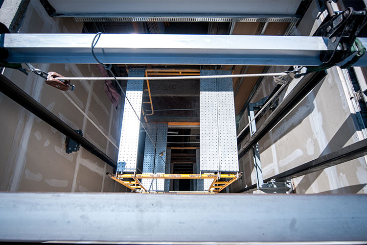 looking down the elevator shaft