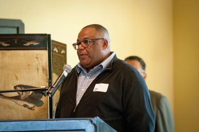 Devin Woolridge, a facilities manager for People's Park, talks about his more than 20 years working at the park. (UC Berkeley photo by Keegan Houser)