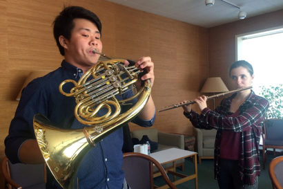 Kyle Ko and Hallie Jo Gist playing instruments