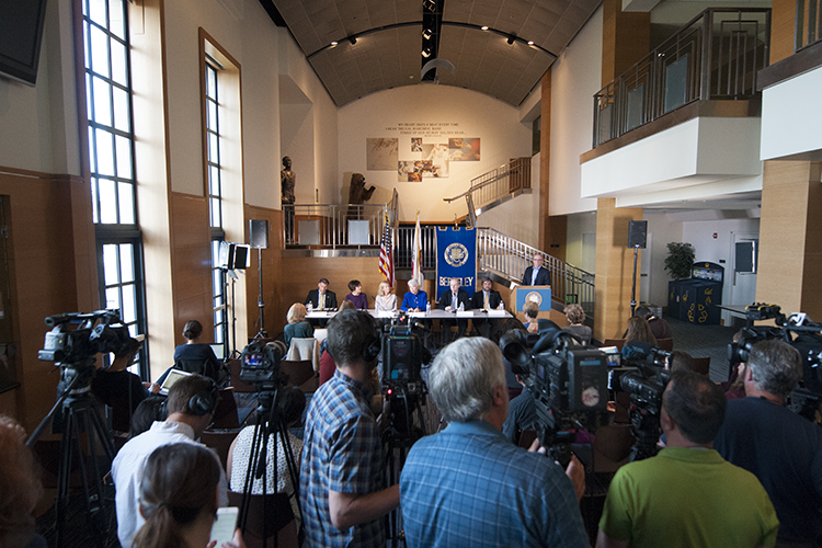 media covering back-to-school press conference