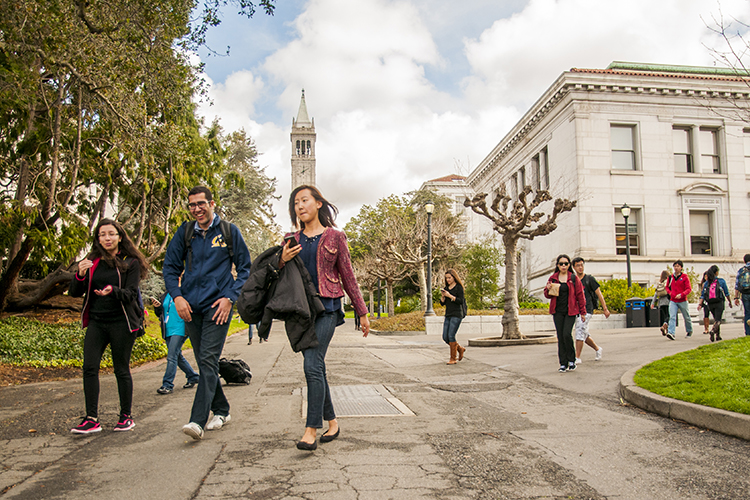 students walking on campus