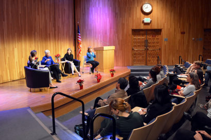 Christ talked to a group of staff about her priorities. (UC Berkeley photo by Hulda Nelson)