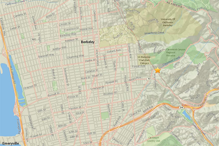 map of Claremont quake location