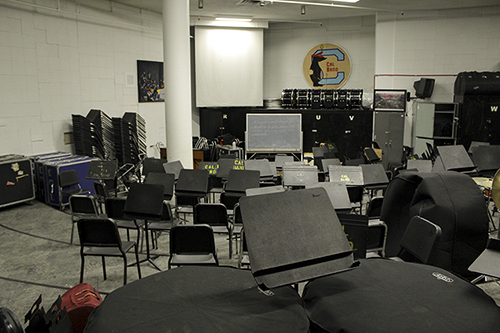 The Cal Band practice room in Cesar Chavez Student Center.