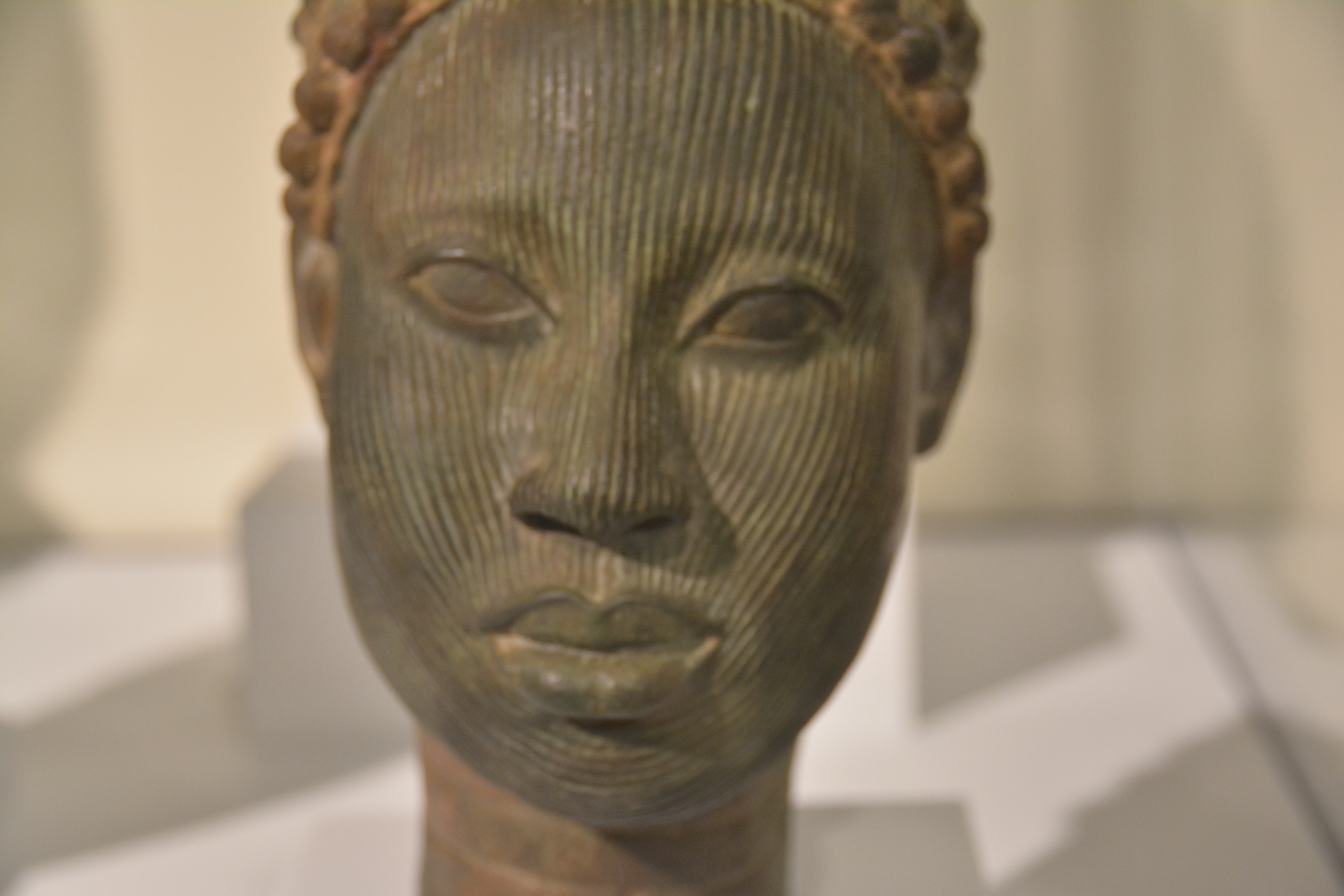 Plaster reproduction of heads molded to resemble Ife kings in Nigeria